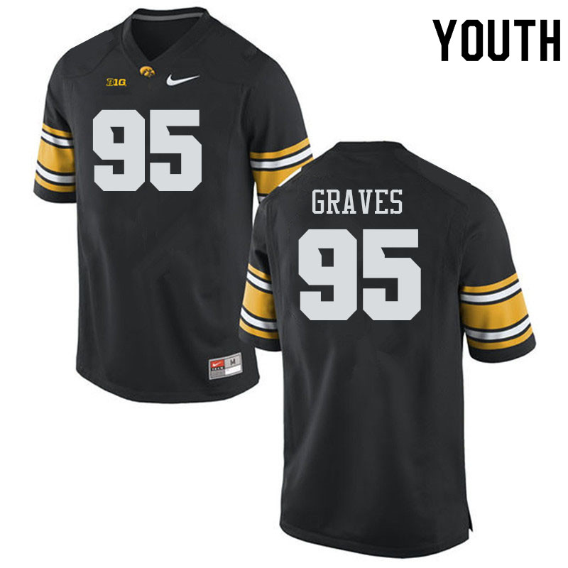 Youth #95 Aaron Graves Iowa Hawkeyes College Football Alternate Jerseys Sale-Black - Click Image to Close